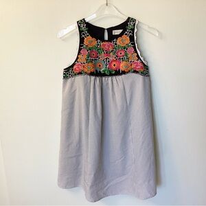 Altar’d State Sleeveless Embroidered Floral and Striped Mini Dress - Navy - S